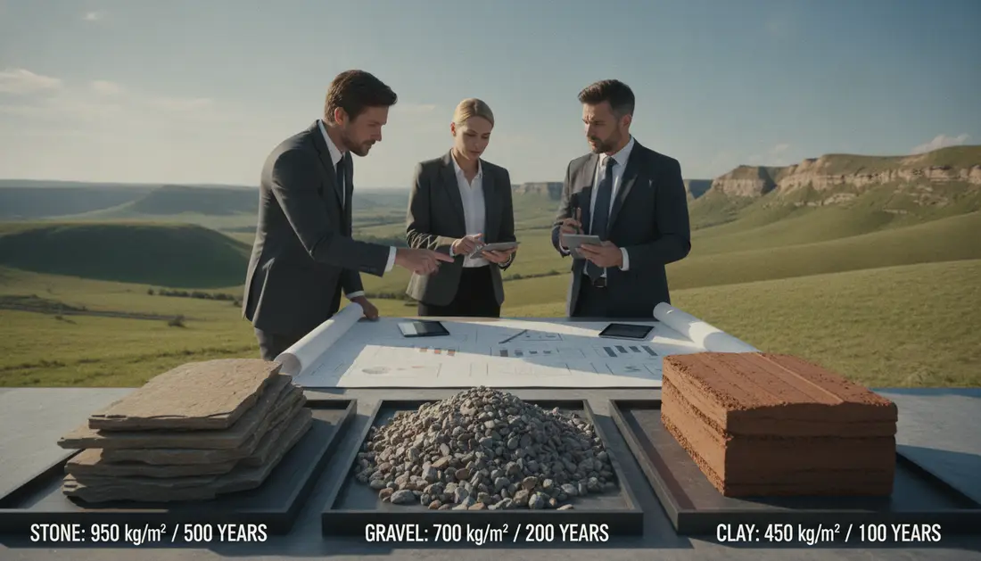 Escarpment material durability per square metre