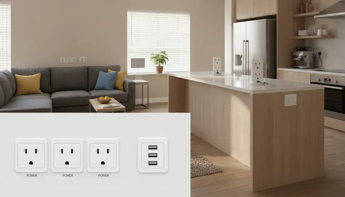 Socket layout — Planning Plug Points Per Room — Living and Kitchen Areas