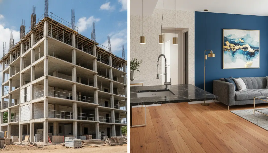 Structural shell vs finish items