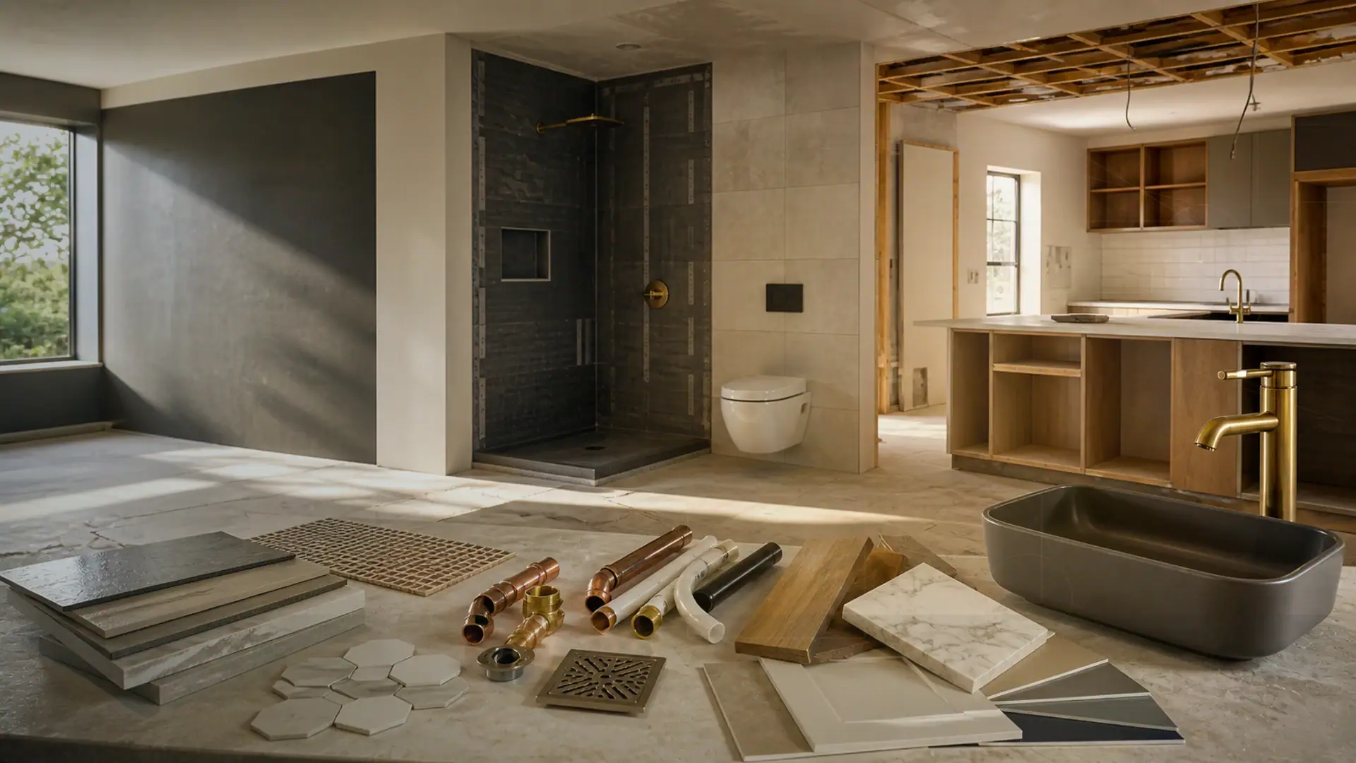 Moving bathroom plumbing